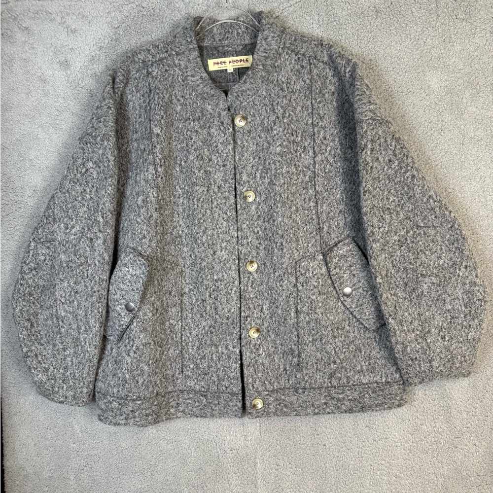Free People Charcoal over sized  Button-Up coat